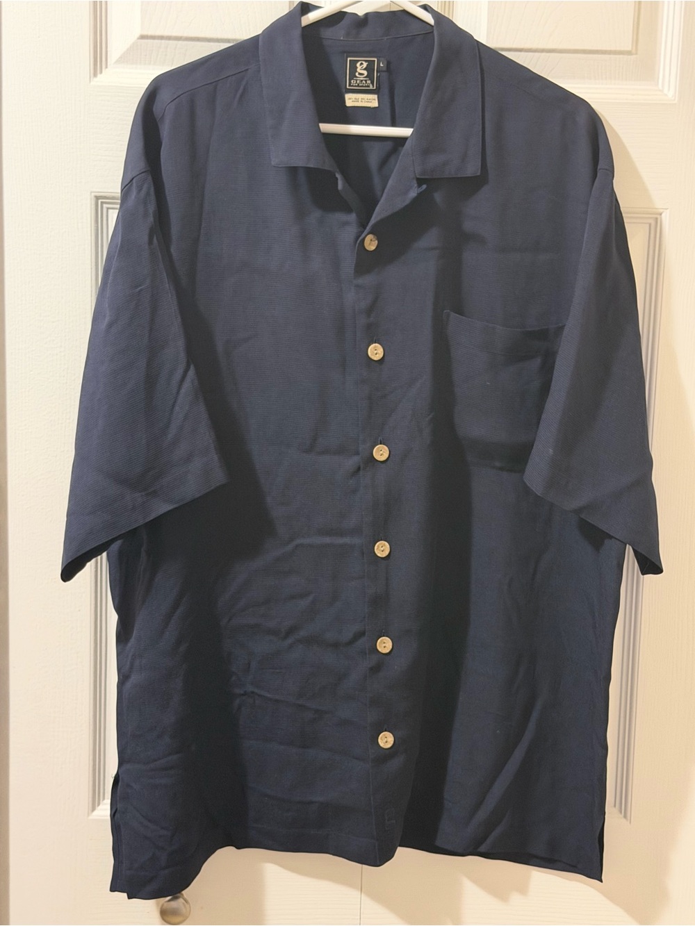 Gear For Sports Navy Blue Short-Sleeve Button-Down Shirt Size L
